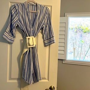 Linen blue and white dress